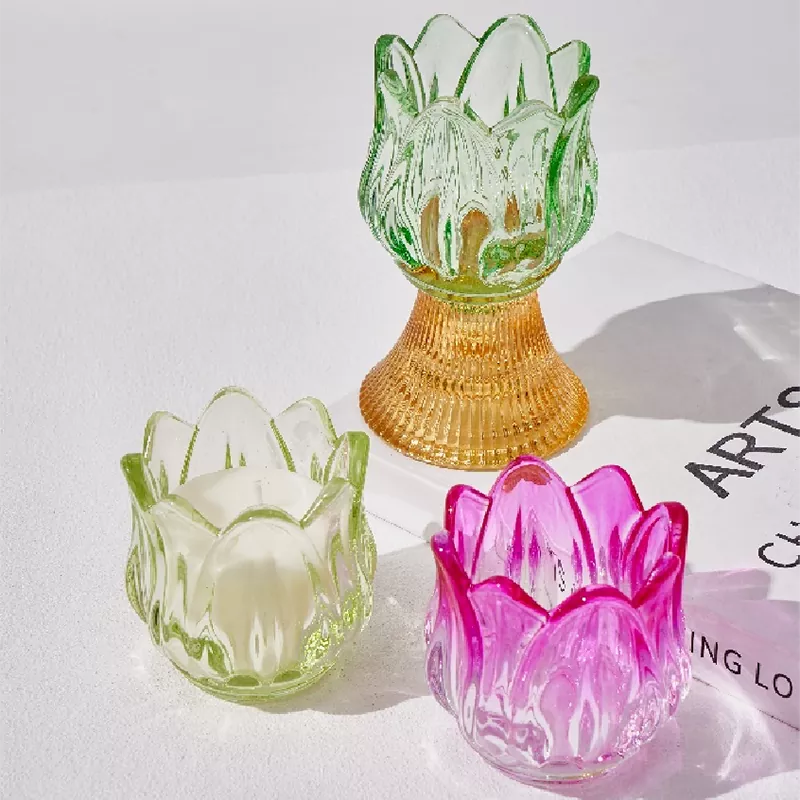 Түрлі-түсті мервиллдер Гүлдер шыны шамдар