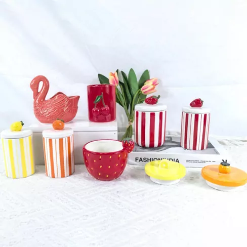 Гүл және жеміс тәрізді керамикалық май ұстағыш